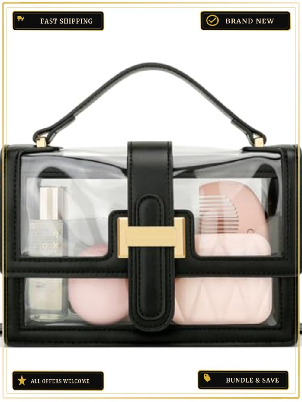 Clear Crossbody Bag for Women Stadium Approved Concert Purse with Top Handle